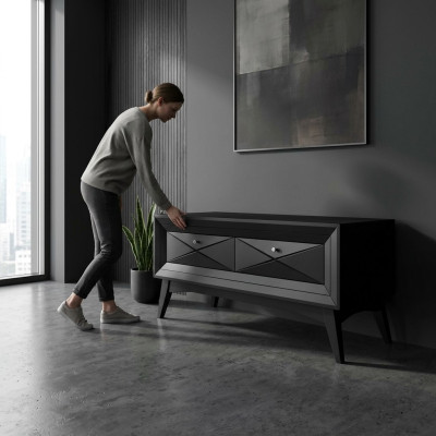 TV stand lowboard sideboard table living room modern wood black design