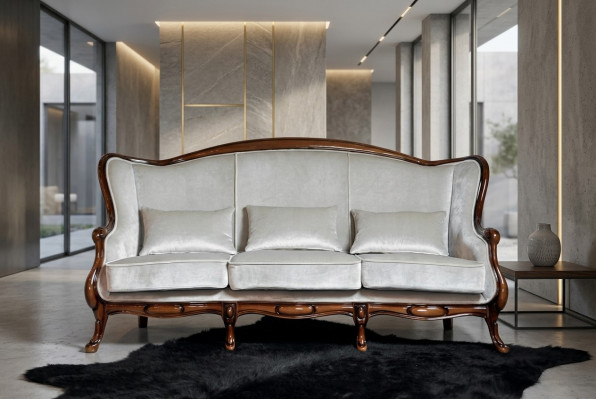 Three-seater sofa 3-seater luxury fabric gray living room classic furniture brown new