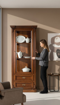 Display cabinets showcase cabinet wood furniture living room classic baroque brown