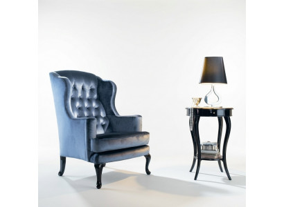Armchair Wingback Chair Seat Fabric Blue Luxury Living Room Classic Polyester