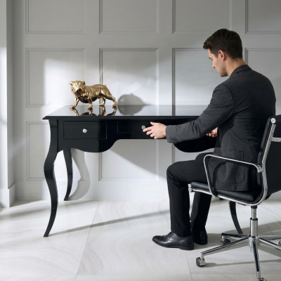 Black desk office style table desks baroque rococo wood tables