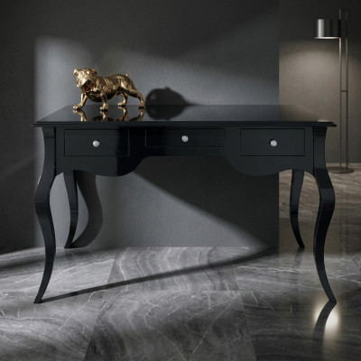 Black desk office style table desks baroque rococo wood tables