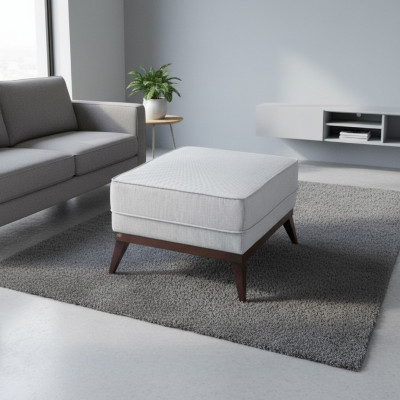 Ottoman Footstool Polyester Pouf Living Room Seat Fabric Gray Luxury Seating Furniture