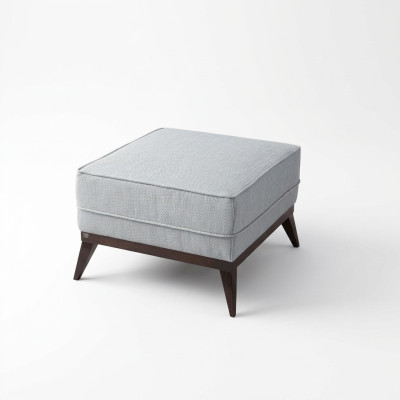 Ottoman Footstool Polyester Pouf Living Room Seat Fabric Gray Luxury Seating Furniture