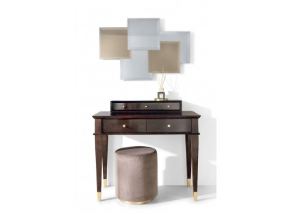 Makeup Table Stool Console Table Luxury Wood Secretary Brown Bedroom 2-piece set