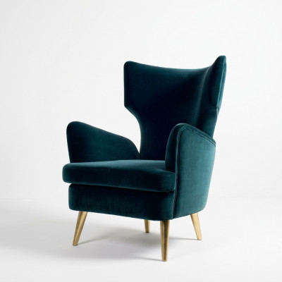Wing chair, armchair, club chair, cocktail chair, luxury seat, seat, living room, green