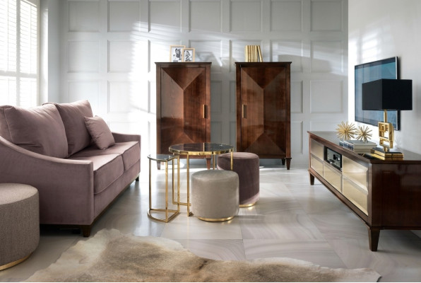 Living room set sofa stool cabinet luxury wood sofas seating set new 7-piece