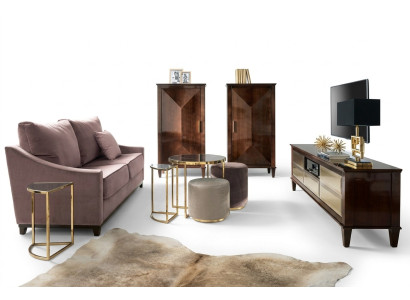 Living room set sofa stool cabinet luxury wood sofas seating set new 7-piece