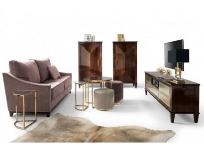 Living room set sofa stool cabinet luxury wood sofas seating set new 7-piece