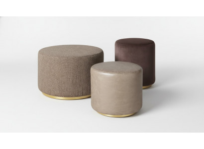 Group stool footstool polyester living room seat fabric beige luxury seat 3-piece set