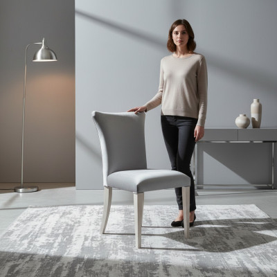 Dining room chair, chair, seat, armchair, dining room chairs, wood, silver, modern, luxury, new