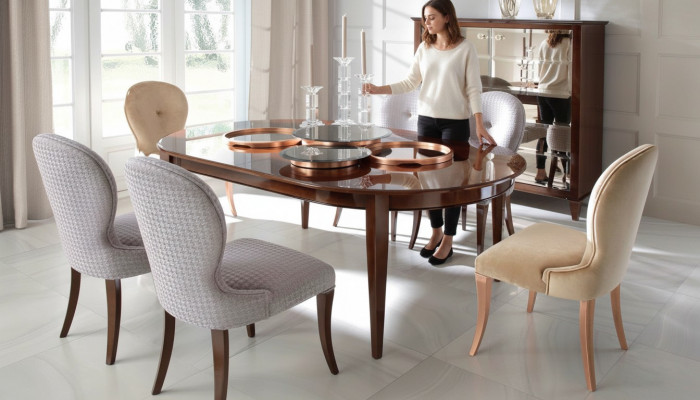 Modern wooden dining table with chairs for the dining room