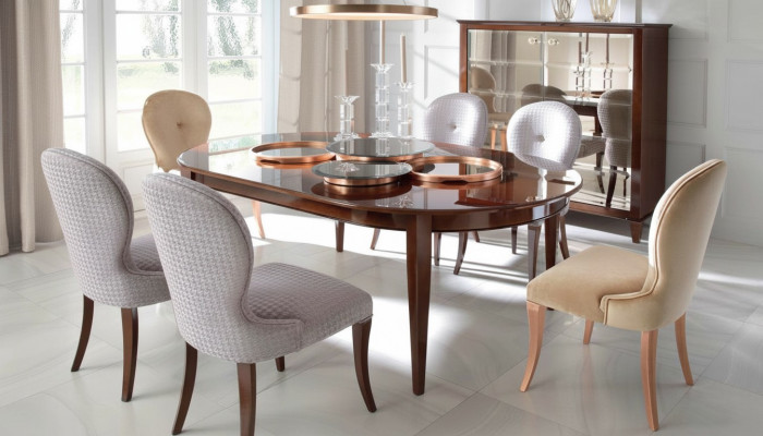 Modern wooden dining table with chairs for the dining room
