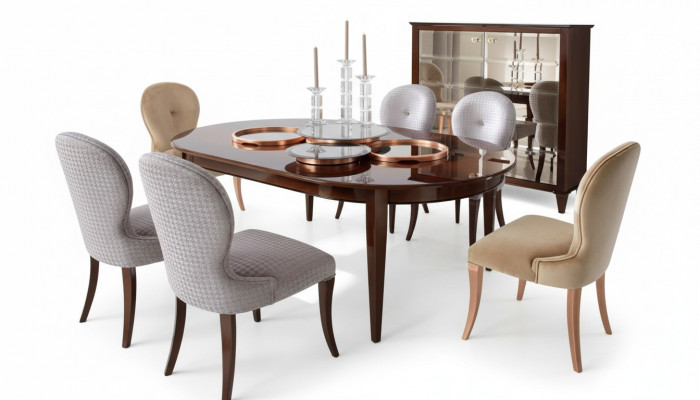 Modern wooden dining table with chairs for the dining room