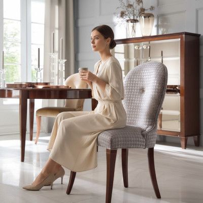 Luxury dining room chair chair armchair seat dining chairs wood modern gray