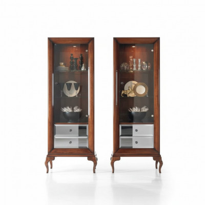 Glass display cabinets, display cases, wood, luxury living room furniture, cabinet, brown, baroque, new