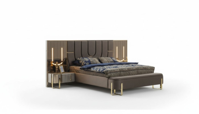 Luxury Bed Beds Modern Double Bed Brown Bed Frame Bedroom New