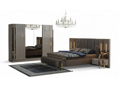 Bedroom set double bed luxury bed modern brown set 4-piece new