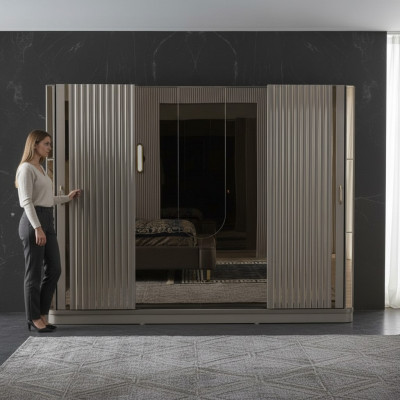 Wardrobe Wooden Cabinet Closet Bedroom Luxury Cabinets Brown
