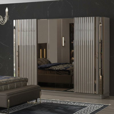 Wardrobe Wooden Cabinet Closet Bedroom Luxury Cabinets Brown