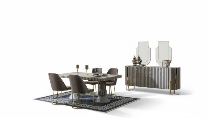 Dining group dining room dining table set luxury chairs dinette gray 6-piece