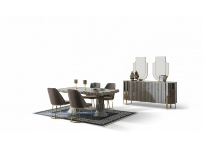 Dining group dining room dining table set luxury chairs dinette gray 6-piece