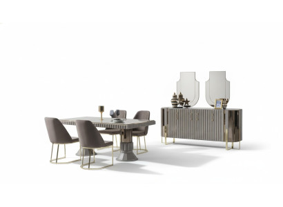 Modern luxury dining set dining room dining table suite chairs dining area gray 5-piece set
