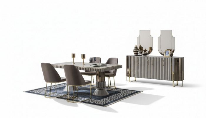 Dining room set dining group dining table luxury chairs dining corner gray 7-piece