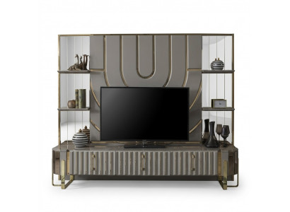 TV stand RTV lowboard sideboard living room gold gray luxury wood new