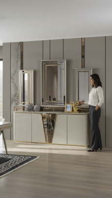 Sideboard dresser living room wood modern beige luxury cabinet design
