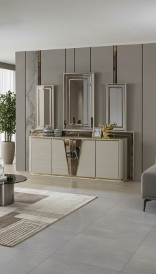 Sideboard dresser living room wood modern beige luxury cabinet design