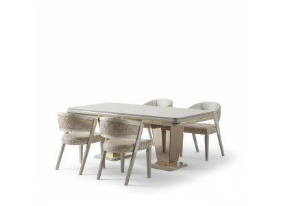Dining Set Luxury Dining Group Dining Room Dining Table Set Chairs Beige 5-piece Set