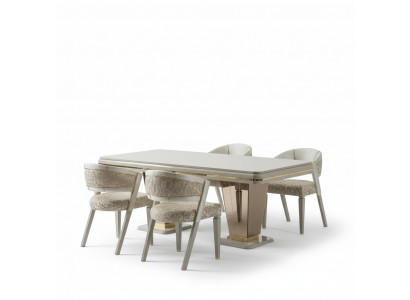 Dining Set Luxury Dining Group Dining Room Dining Table Set Chairs Beige 5-piece Set