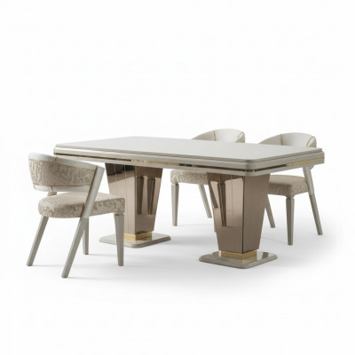 Luxury Dining Set Dining Room Dining Table Chairs Dining Nook Beige 7-piece