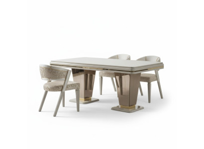 Luxury Dining Set Dining Room Dining Table Chairs Dining Nook Beige 7-piece
