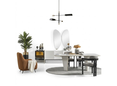 Dining set suite dining room dining table luxury chairs dining corner 9-piece white