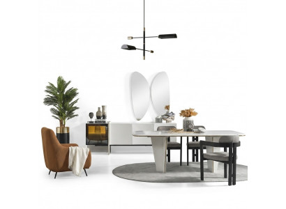 Dining set suite dining room dining table luxury chairs dining corner 9-piece white