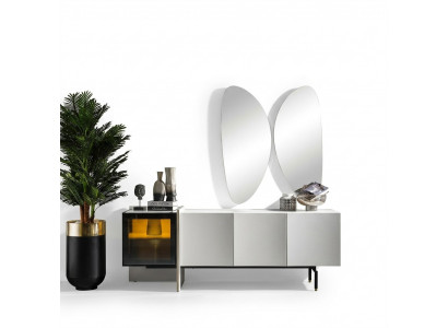 Group Sideboard Mirror Dresser Wood Modern Dining Room White Design New