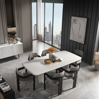 Dining set dining group dining room dining table luxury chairs dining corner 7-piece white
