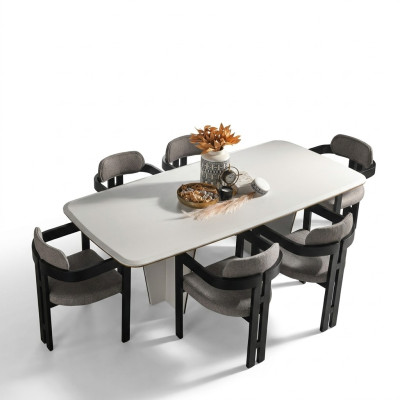 Dining set dining group dining room dining table luxury chairs dining corner 7-piece white