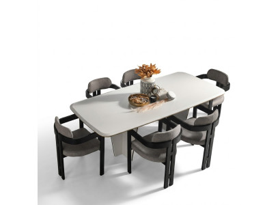 Dining set dining group dining room dining table luxury chairs dining corner 7-piece white