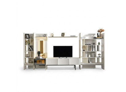 Furniture Wall Unit TV Stand RTV Lowboard Sideboard Shelves Wood White