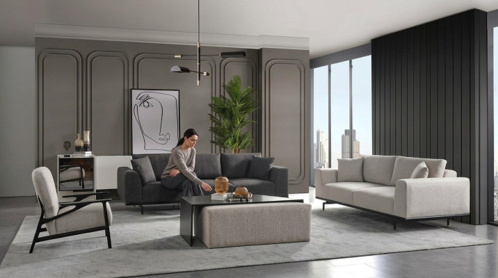 Complete couch set sofa sofas armchair gray sofa suite set 4-piece