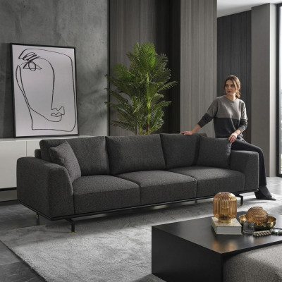 Four-seater sofa 4-seater sofas modern gray design fabric polyester new