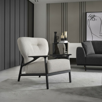 Armchair Wingback Armchair Modern Fabric Living Room Polyester White Design