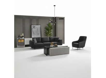 Sofa set, 4-seater, armchair set, fabric, modern, grey