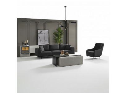 Sofa set, 4-seater, armchair set, fabric, modern, grey