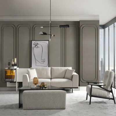 Modern white sofa set three-seater armchair set upholstered furniture living room