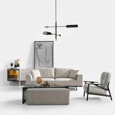 Modern white sofa set three-seater armchair set upholstered furniture living room