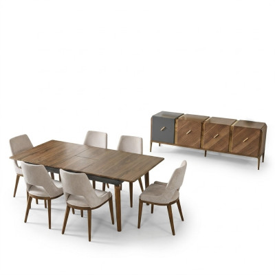 Dining set dining room dining table set luxury chairs dining nook 5-piece brown
